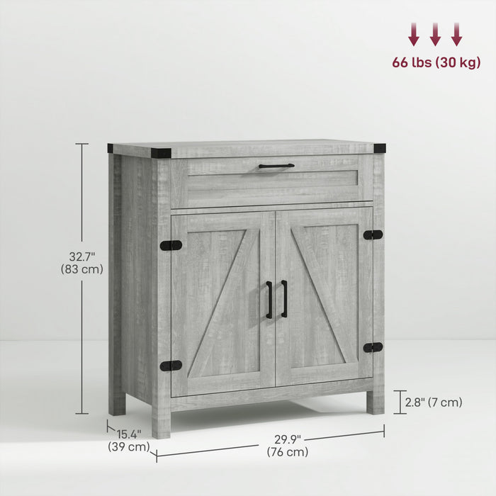 HOMCOM Farmhouse Sideboard Buffet Cabinet with Drawer and Adjustable Shelf