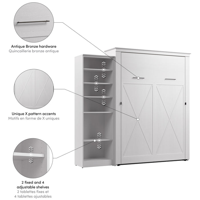 Bestar Key West Queen Murphy Bed with Closet Organizer (94 W) - Pure White Oak