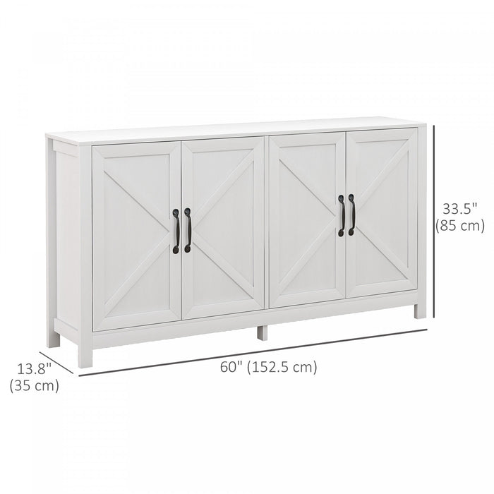 HOMCOM Storage Cabinet, Buffet Sideboard with Barn Door, Shelf, White