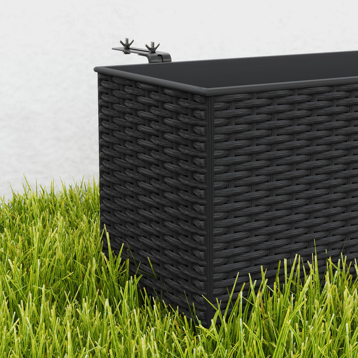Outsunny 2 Pack 20 Inch Railing Planter Box, Hanging Flower Pots, Black