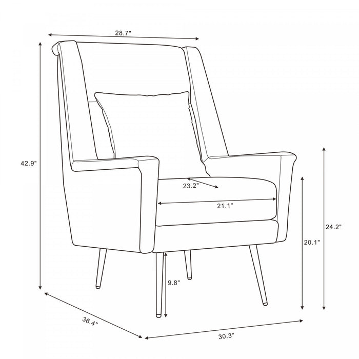 Vista Mid-Century Modern Metal Upholstered Lounge Chair in Ecru