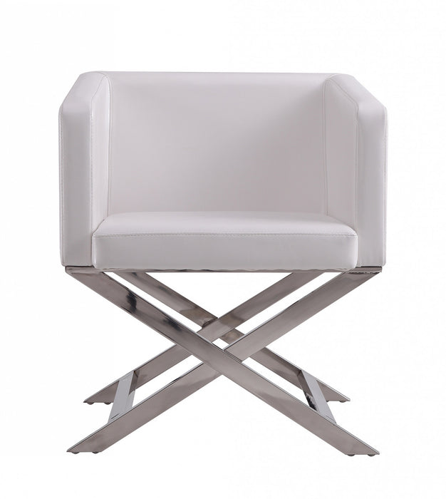 Hollywood Contemporary Vegan Leather Accent Armchair in White - Set of 2