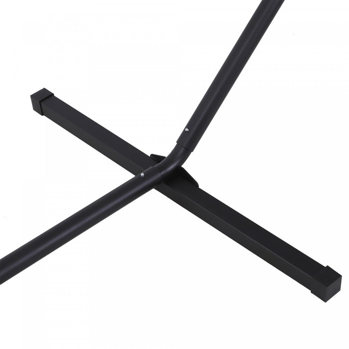 Outsunny 11.8'l Hammock Stand Extra Long Heavy Duty Straight Pole Day Bed Swing Metal Frame Simple Set Up Garden Outdoor Camping Picnic Use Black