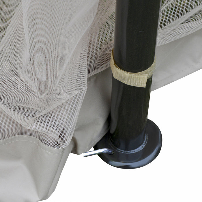 Outsunny 10' X 10' Gazebo Tent Shelter Art Steel Frame Flame-retardant Fabric With Mosquito Netting For Party Dinner Beige
