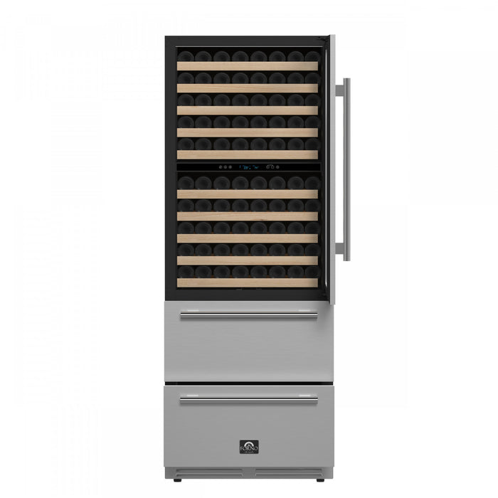 Forno Celano 30\" Triple Zone Wine and Beverage Cooler, 21.3 cu.ft, Stainless Steel- FWCDR6697-30S
