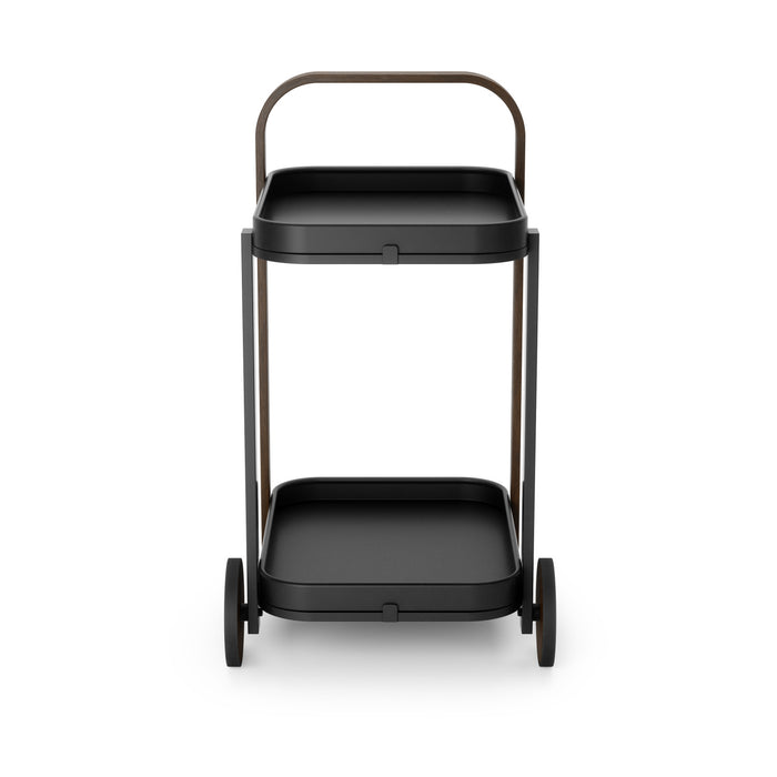 Umbra Modern Bellwood Steel Bar & Storage Cart - Black and Walnut
