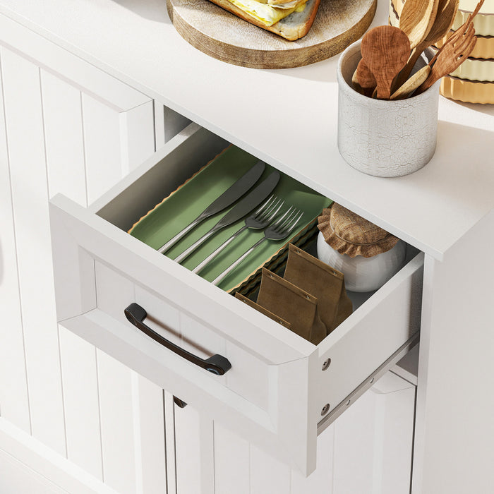 HOMCOM 71\" Pantry Cabinet, Kitchen Cupboard with Charging Station, White
