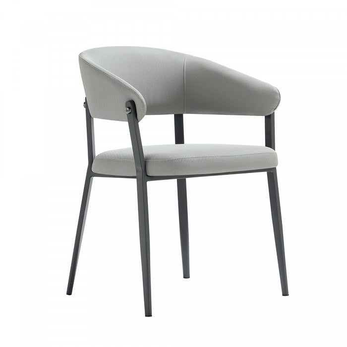 Belle Modern Metal Upholstered Dining Chair in Stone Gray - Set of 4
