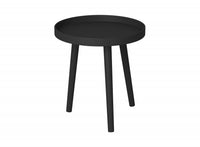 End Table With Black Pine Base - Black Round Shape Top 