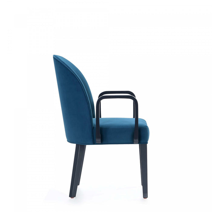 Hillman Modern Wood Upholstered Armchair in Blue - Set of 2 Dining Chair