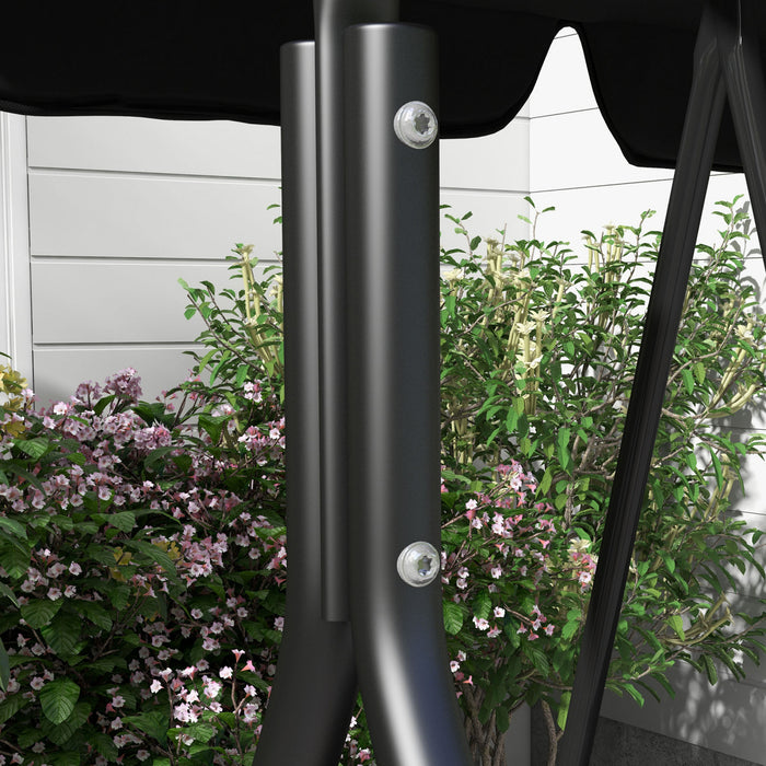 Outsunny 3-seat Patio Swing Chair With Adjustable Canopy Black