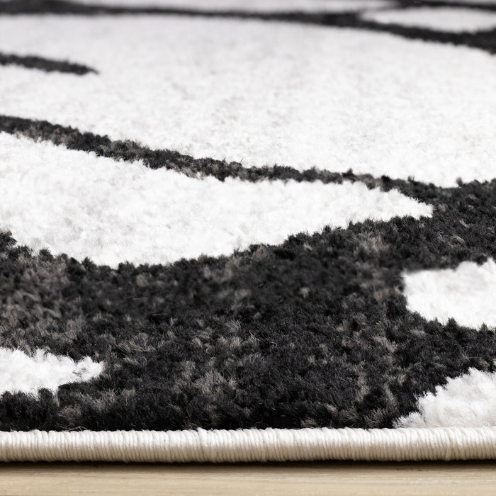 Emmett Grey Black Drizzle Swirl Rug, 7'10\" x 10'6\" Indoor Area Rug