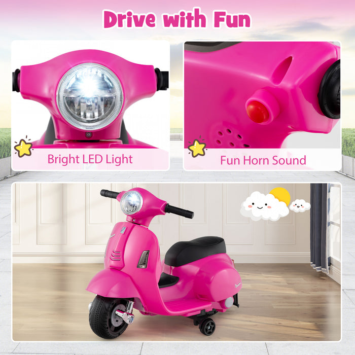 Costway Kids Ride On Motorcycle With Training Wheels Headlight Horn 6v Battery Pink
