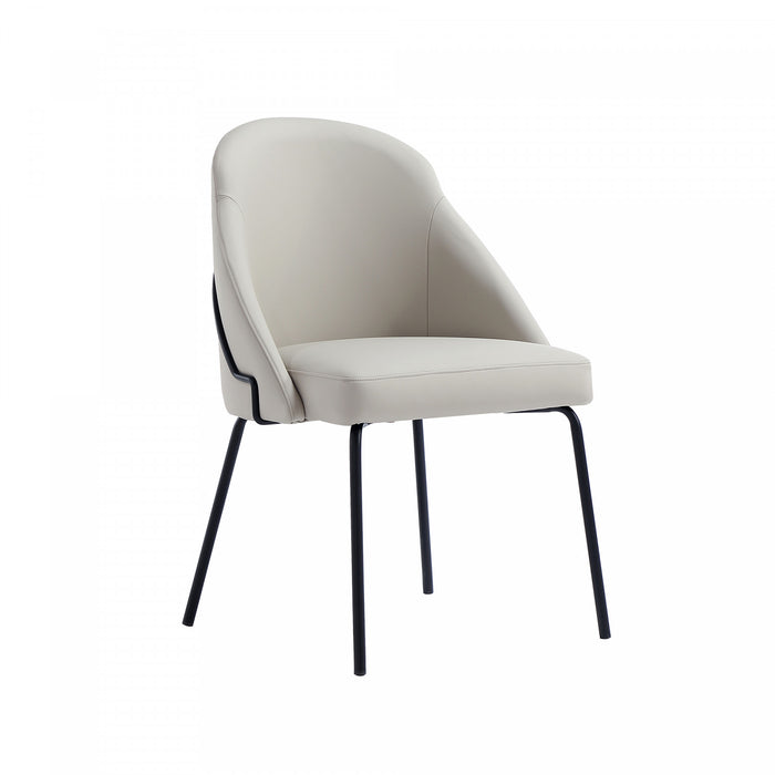 Gracie Modern Vegan Leather Metal Dining Chair in Stone Gray and Black - Set of 4