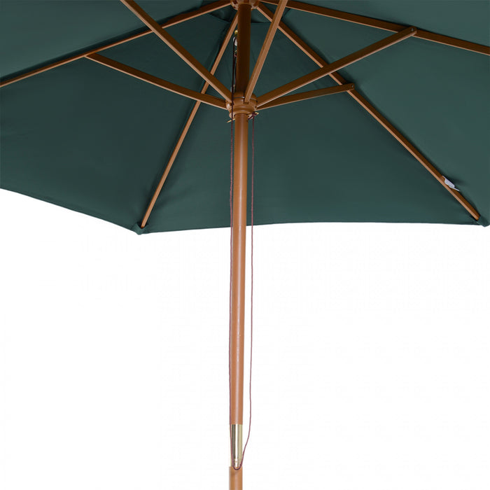 Outsunny ⌀9' x 8' H Patio Umbrella, MarketUmbrella w/ Hardwood Frame Green