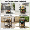 Outsunny Outdoor Grill Cart, Pizza Oven Stand with Stainless Steel Top, 3-Tier Rolling Kitchen Prep Station with Lockable Wheels, Black