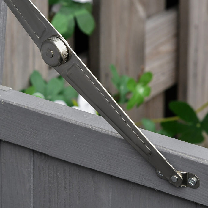 Outsunny Wooden Garden Storage Shed With Hinged Roof And 2-tier Shelves, Outdoor Tool Storage Shed Kit With Double Doors, 29.1\" X 16.9\" X 34.6\", Dark Grey