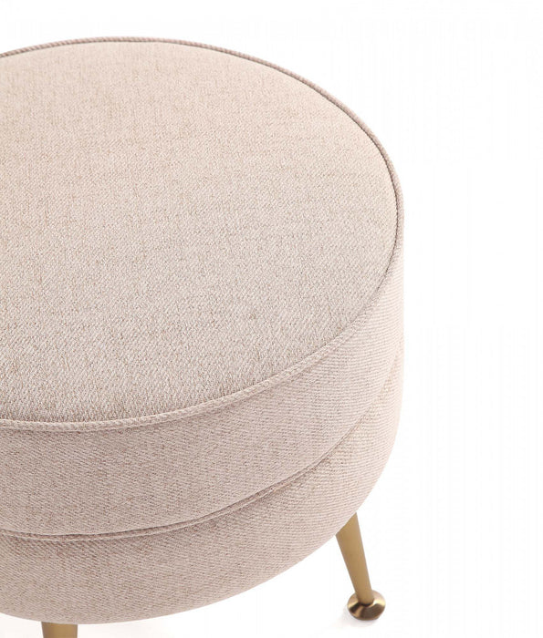Bailey Mid-Century Modern Upholstered Accent Ottoman in Wheat - Set of 2