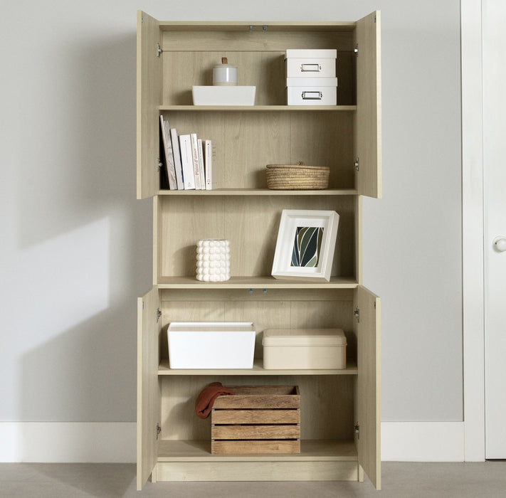Liora 4-door Bookcase With Open Storage - Bleached Oak