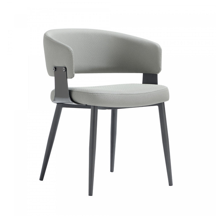 Luce Modern Textured Vegan Leather Metal Dining Chair in Stone Gray - Set of 4
