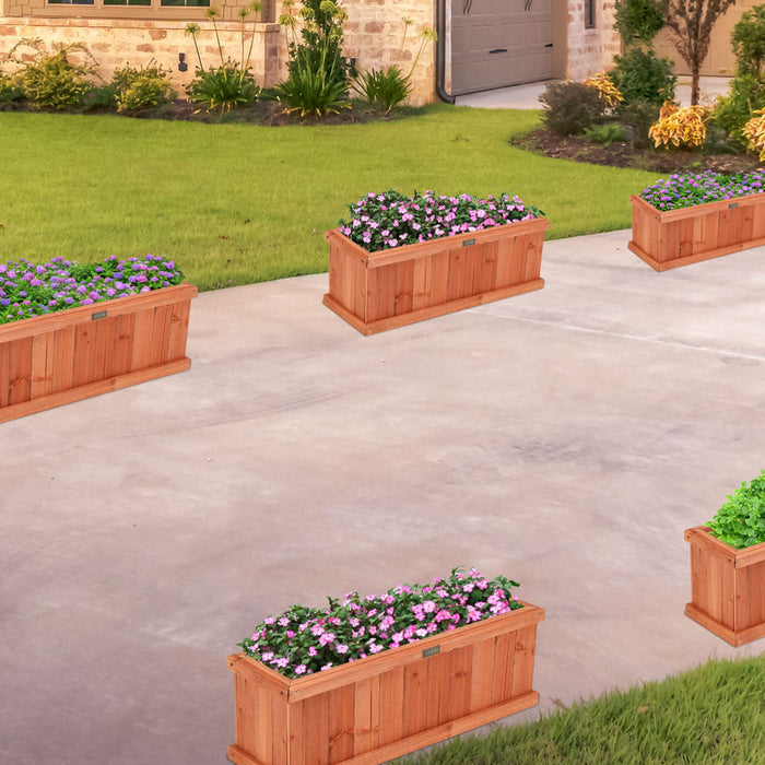 Costway 28 Inch Wooden Flower Planter Box Garden Yard Decorative Window Box Rectangular