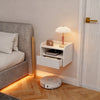 HOMCOM Set of 2 Floating Nightstand w/ Charging Station Bedside Table White
