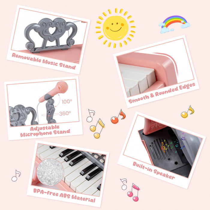 Costway 13 in Height Mini Keyboard Piano for Kids 25 Keys Electric Piano w/Music Stand & Microphone