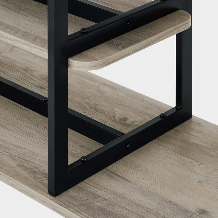 Celine Contemporary Modern 71\" Console Table in Rustic Gray (3-Shelf)
