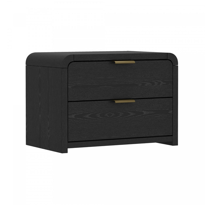 Grace Modern 28\" Nightstand in Black and Gold (2-Drawer) - Set of 2