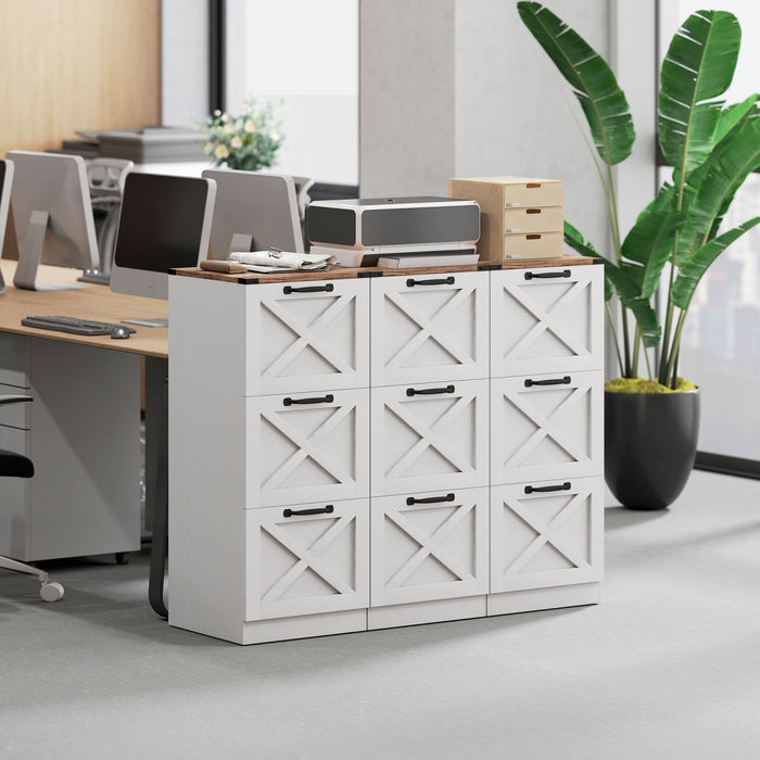 HOMCOM 3 Drawer File Cabinet, Filing Cabinet Fits Letter/A4 Size, White