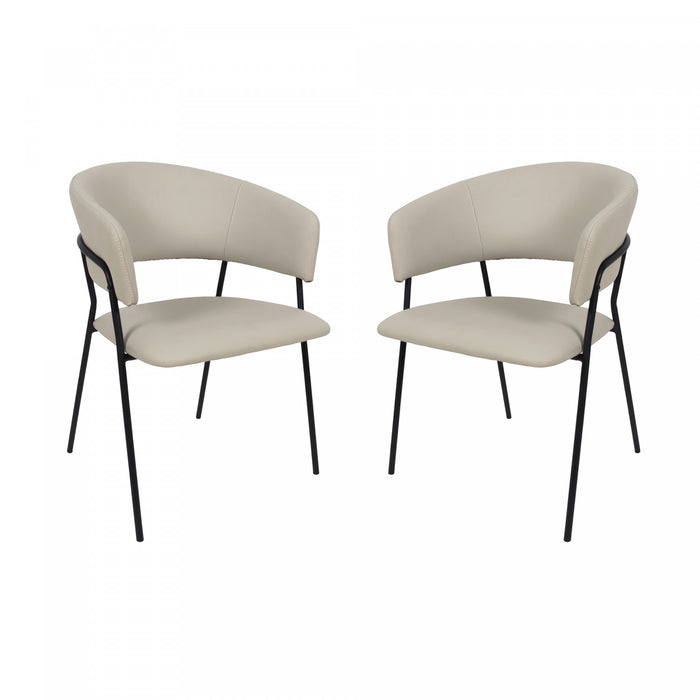 Slate Contemporary Modern Vegan Leather Metal Armchair in Stone Gray - Set of 2