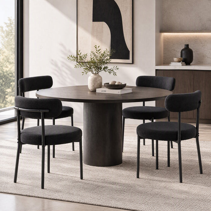 HOMCOM Dining Chairs Set of 4 Kitchen Chairs with Steel Legs, Black