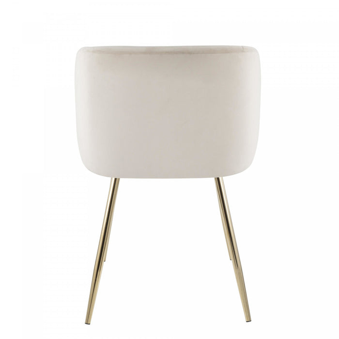 LumiSource Fran Cream Velvet Contemporary Dining Chair - Set of 2