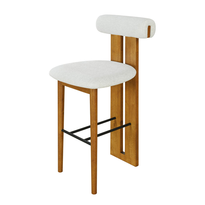 Sophia Indoor Modern Rubberwood Bar Stool Set of 4 with Supportive Backrest,Ivory&Walnut