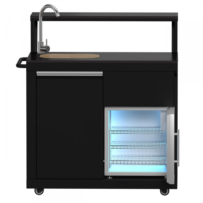Forno All'Aperto 62,600 BTU BBQ & Sink Module with Black Countertops, Bar & Beverage Center - FODKT2582BLK