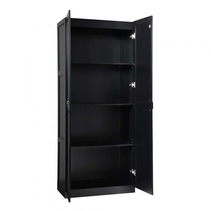 Cornelia Modern 30\" Storage Cabinet in Black (4-Shelf)