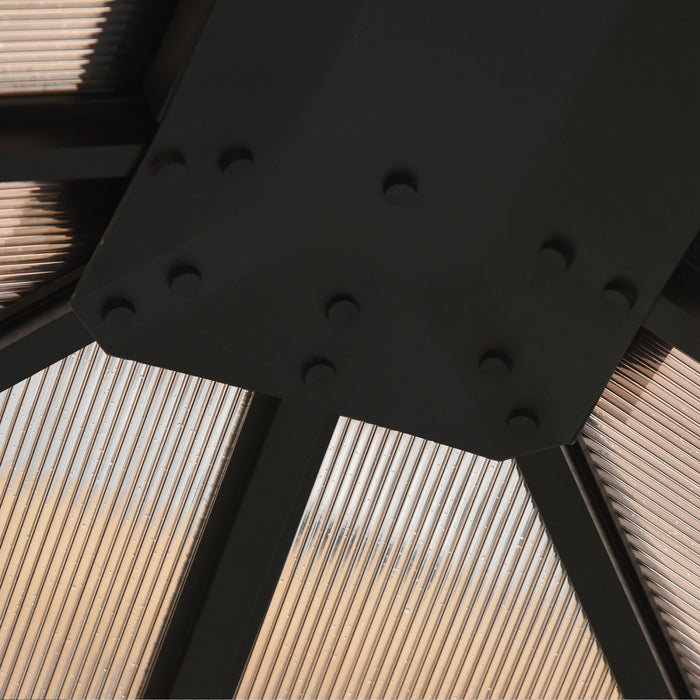 Outsunny 10' X 13' Patio Gazebo Aluminum Framed Polycarbonate Roof Hardtop Garden Canopy Party Tent Marquee Outdoor Shelter With Mesh Curtains & Side Walls - Grey