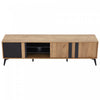 Mason TV Stand with Storage Cabinets and Open Shelving,Natural | Mason meuble TV – meuble avec placards de rangement et etageres ouvertes, finition naturelle