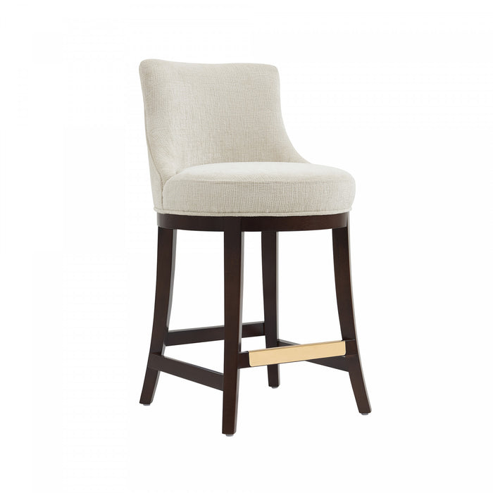 Lucia Modern Chenille Wood Counter Stool in Natural - Set of 3