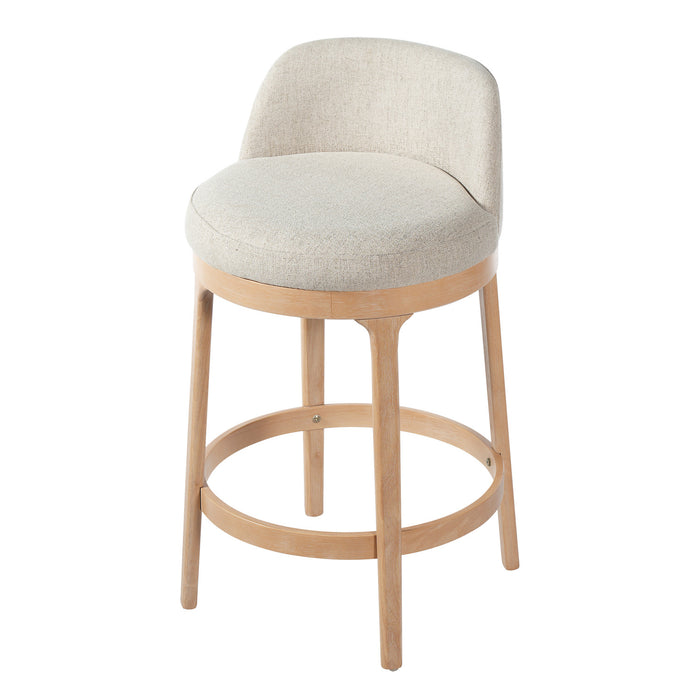 Amelia Ergonomic Rubberwood Counter Height Bar Stool Set of 2 with Upholstered Fabric,Natural