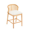 Tatti Rubber Wood Counter Stools with Cane Back Set of 2,Beige | Tatti – Lot de 2 tabourets de comptoir en bois d’hevea avec dossier en cannage, couleur beige