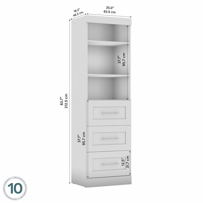 Bestar Pur 25 W Closet Organizer with Drawers - White