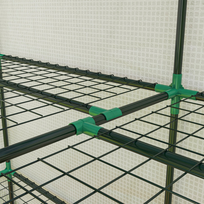 Outsunny Mini Greenhouse with 3 Tier 6 Shelves Portable Green House, White