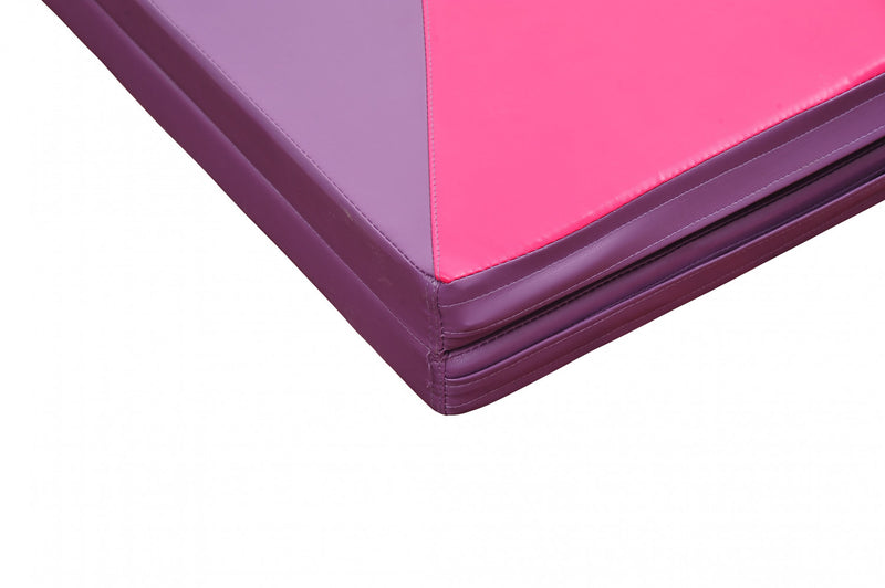 Soozier 4ftx10ftx2inch Pu Cuir Gymnastique Tumbling Gym Mat Arts Pliant Yoga Exercice Pad 4 Panneau (rose/violet)
