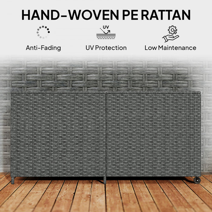 Outsunny 162 Gallon Rattan Deck Box with Wheels and Waterproof Liner