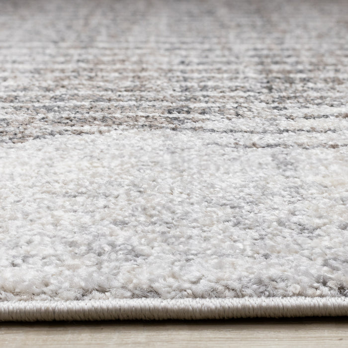 Solace Soft Low-Pile Grey White Merging Circles Area Rug - 7'10\" x 10'6\"