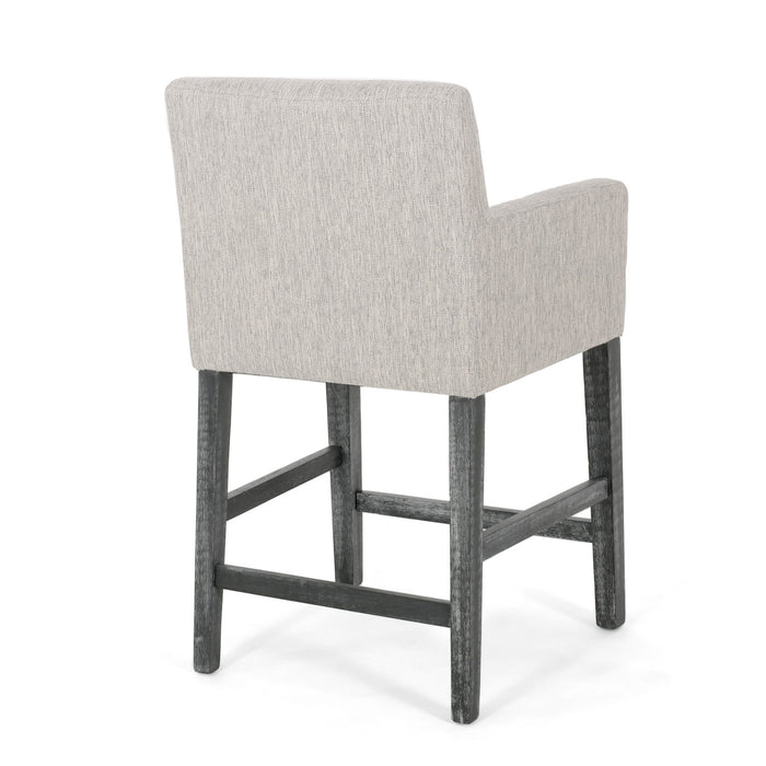 Griffith 26\" Seat Height Counter Stool With Upholstered Fabric And Solid Wood Legs, Light Grey