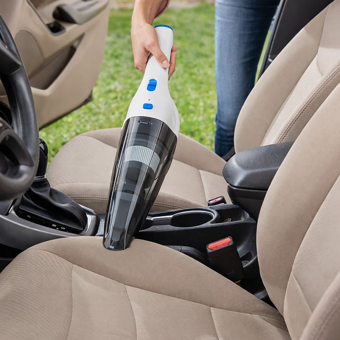 Panni 8V Cordless Hand Vacuum with USB Charging, Crevice Tool, Dusting Brush, White, H5012