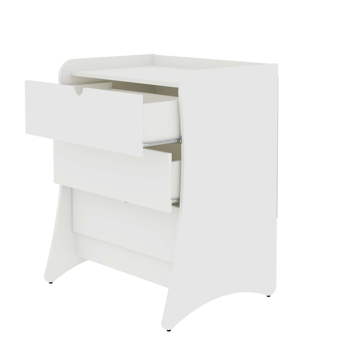 Coney Mid-Century Modern 28\" Nightstand in White (3-Drawer)