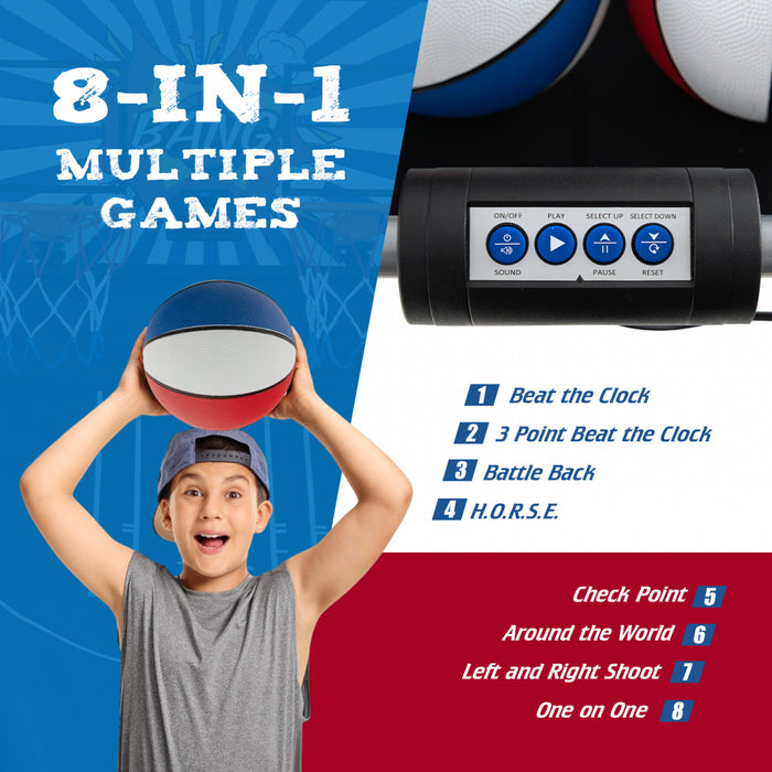 Costway Dual Shot Basketball Arcade Game With 8 Game Modes Arcade Sound Electronic Scoring Red